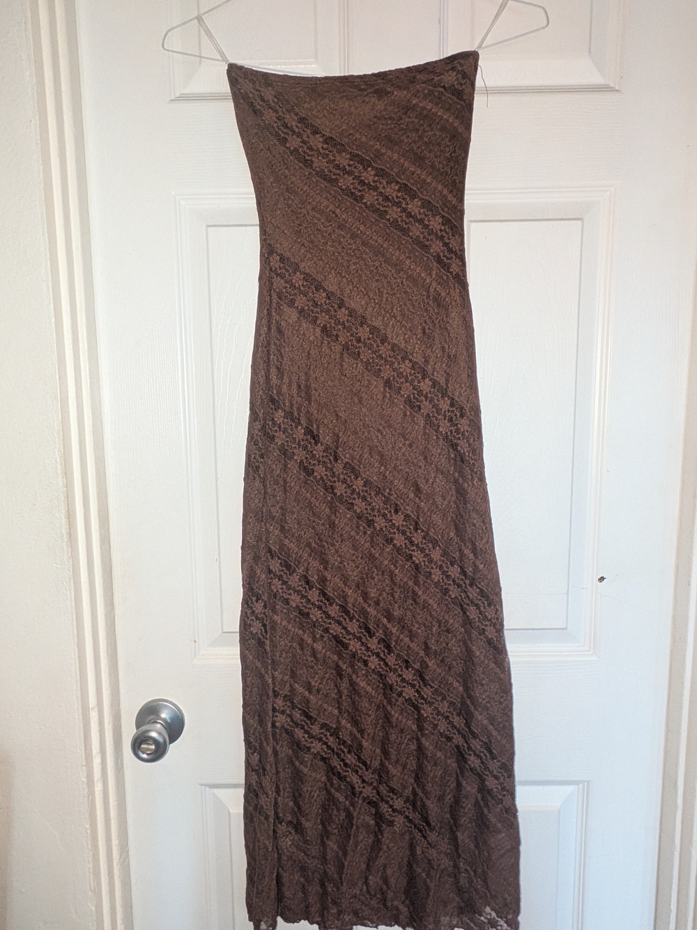 NWT See You Monday Brown Strapless Lace-Overlay Maxi Dress